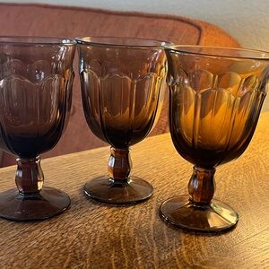 Set of 3 Vintage Noritake Provincial Smokey Brown Wine Glasses. Lovely!